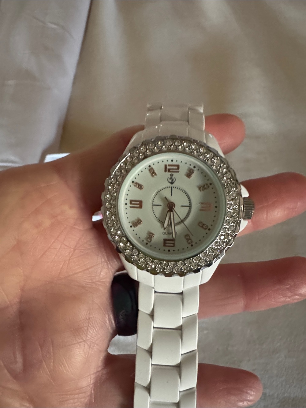 Premier Designs White Watch with Crystal Bezel